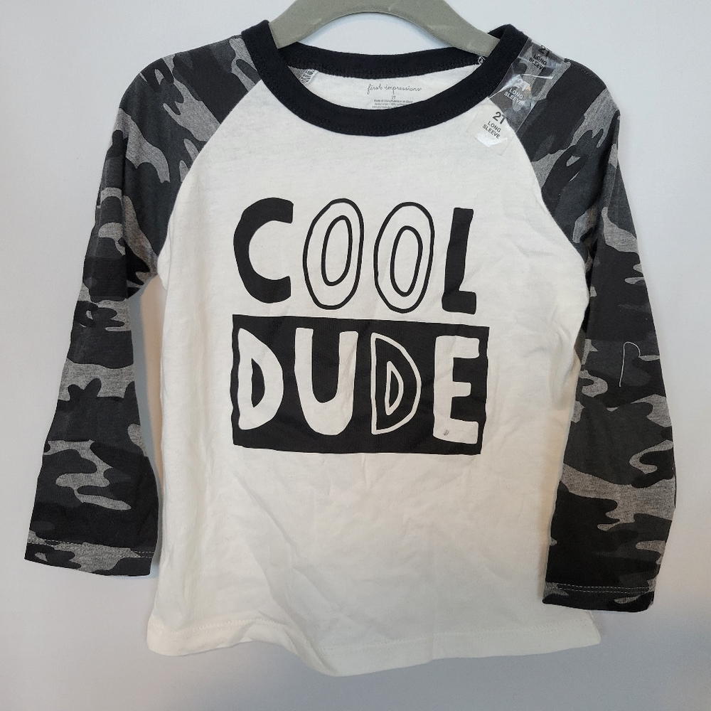 NEW - First Impressions Boy's Long-Sleeve Top in Black, White, & Grey